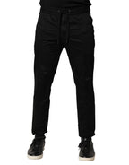 Dolce & Gabbana Black Cotton Mid Waist Jogger Pants