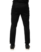 Dolce & Gabbana Black Cotton Mid Waist Jogger Pants