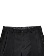 Dolce & Gabbana Black Cotton Dress Slim Formal Pants