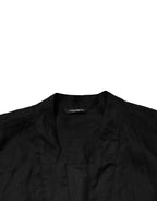Dolce & Gabbana Black Linen Long Sleeves Men Casual Shirt