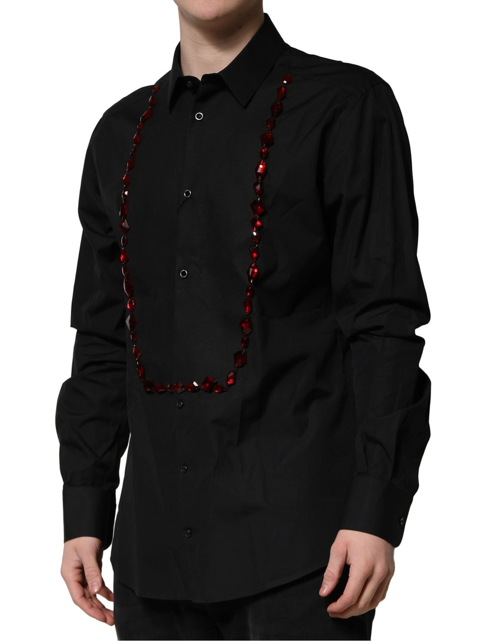Dolce & Gabbana Black Crystal GOLD Formal Men Dress Shirt