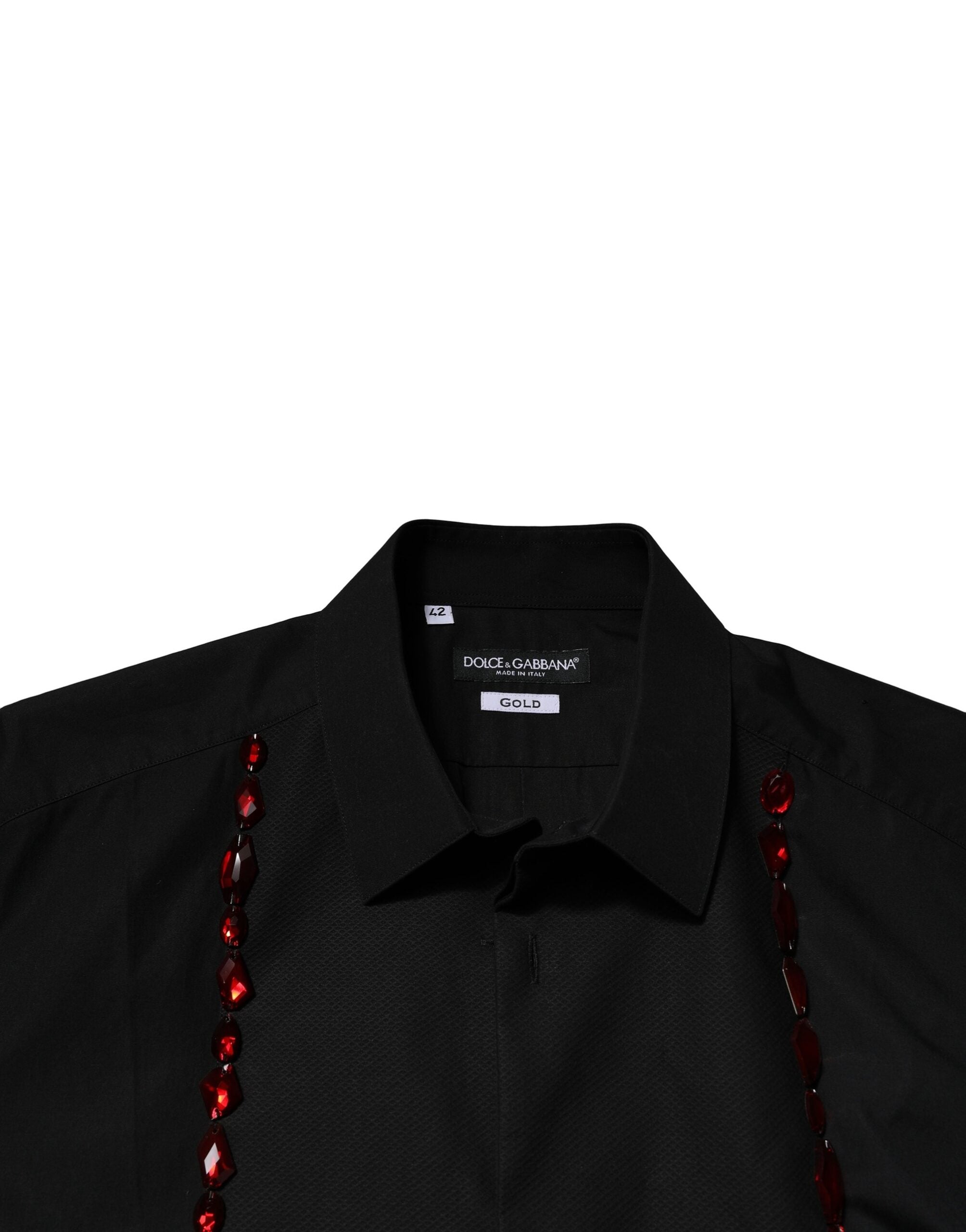 Dolce & Gabbana Black Crystal GOLD Formal Men Dress Shirt