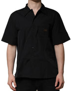 Dolce & Gabbana Black Cotton Short Sleeve Buttoned Casual Shirt
