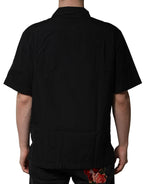 Dolce & Gabbana Black Cotton Short Sleeve Buttoned Casual Shirt