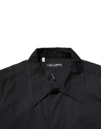 Dolce & Gabbana Black Cotton Short Sleeve Buttoned Casual Shirt