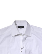 Dolce & Gabbana White Cotton GOLD Long Sleeves Formal Shirt