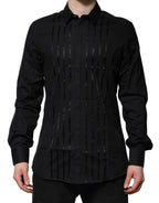 Dolce & Gabbana Black Cotton GOLD Mens Dress Formal Shirt