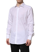 Dolce & Gabbana White GOLD Cotton Long Sleeves Formal Shirt