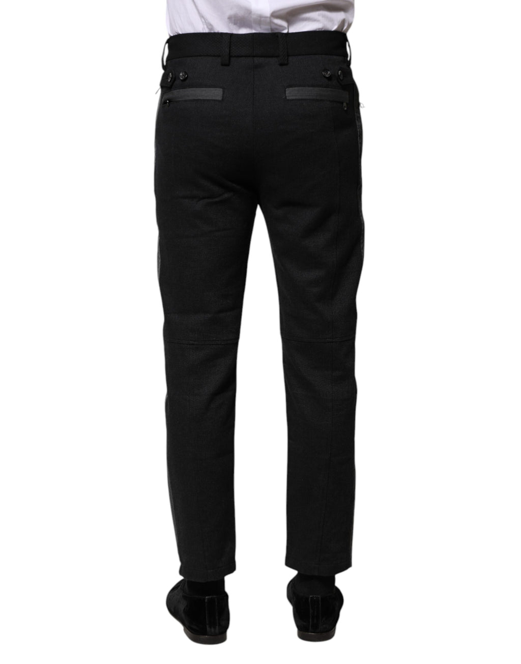 Dolce & Gabbana Black Gray Fantasy Cotton Formal Slim Pants