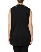 Dolce & Gabbana Black Cotton Rhinestone Embellished Tank Top