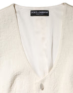 Dolce & Gabbana Ivory Cotton Button Down Sleeveless Vest Top
