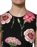 Dolce & Gabbana Black Floral Print Sleeveless Tank Blouse Top