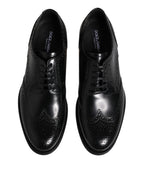 Dolce & Gabbana Black Leather Derby Wingtip Formal Shoes