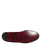Dolce & Gabbana Red Cotton Velvet Slip On Loafers Formal Shoes