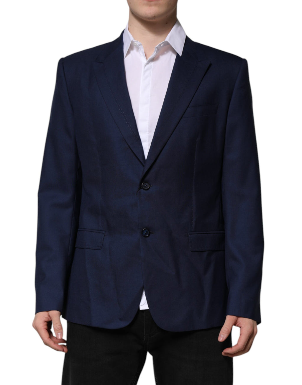 Dolce & Gabbana Blue Wool Single Breasted Suit Coat Blazer