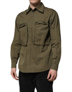 Dolce & Gabbana Army Green Button Down Long Sleeves Shirt