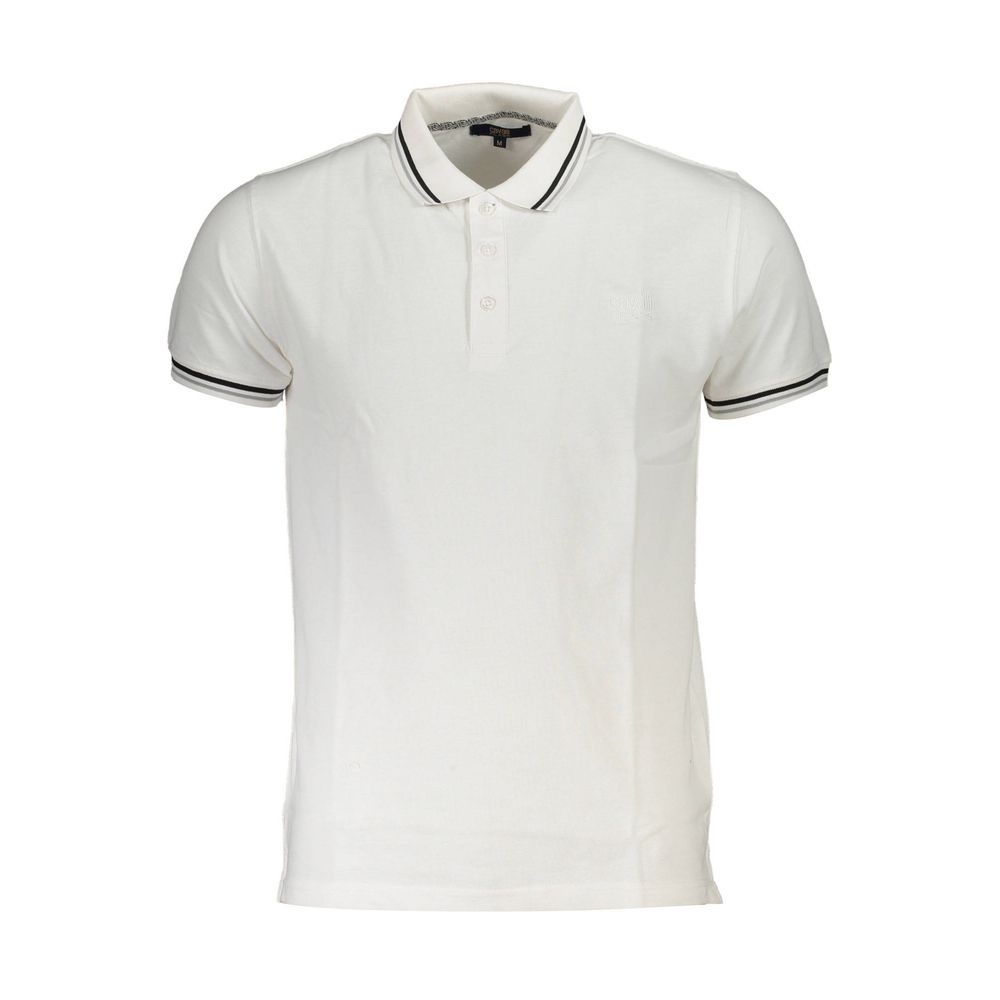 Cavalli Class White Cotton Men Polo Shirt