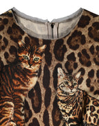 Dolce & Gabbana Brown Leopard Print Belted A-line Midi Dress