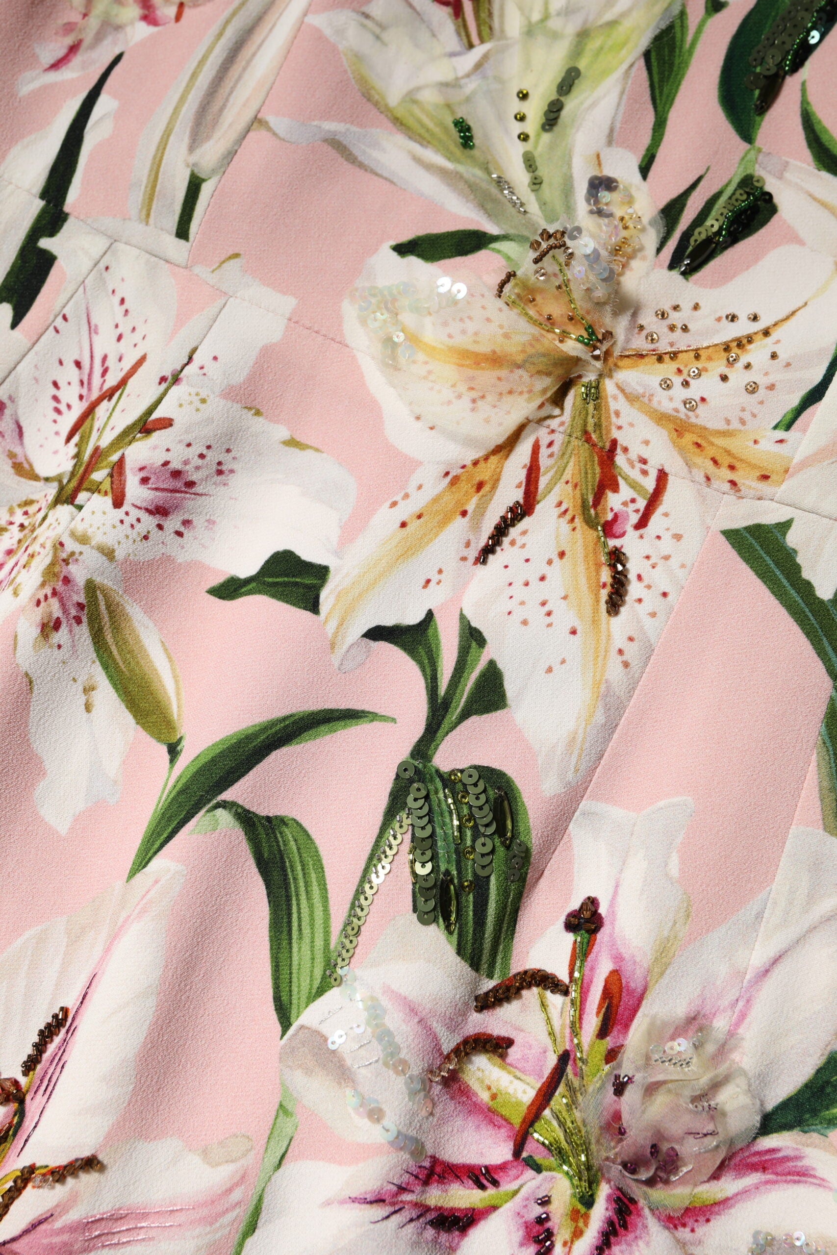 Dolce & Gabbana Pink Lily Viscose Sheath Stretch Midi Dress