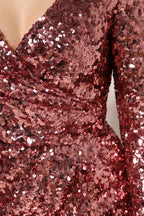 Dolce & Gabbana Pink Sequin Statement Nylon Midi V-Neck Dress