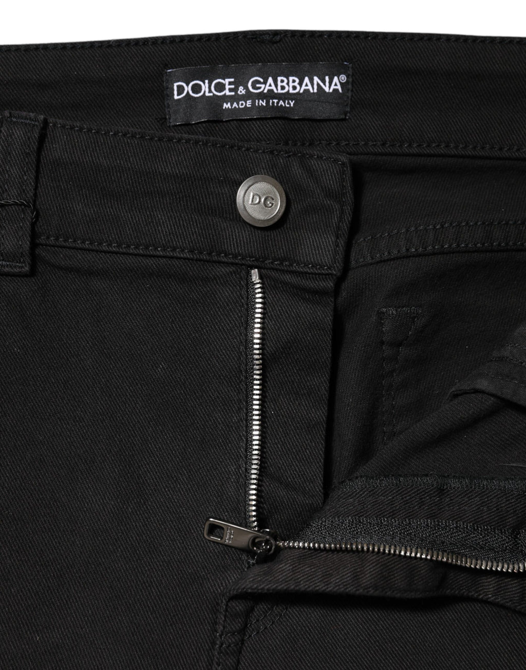 Dolce & Gabbana Black Cotton Mid Waist Denim Jeans