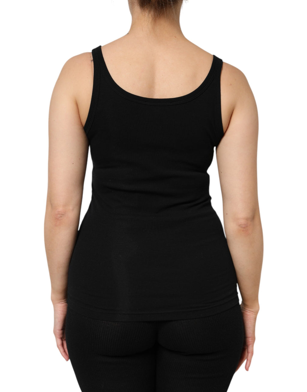 Dolce & Gabbana Black Cotton Stretch Sleeveless Women Tank Top