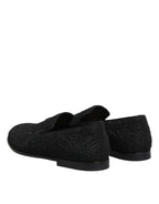 Dolce & Gabbana Black Jacquard Slip On Loafers Formal Shoes
