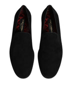 Dolce & Gabbana Black Suede Slip On Loafers Formal Shoes