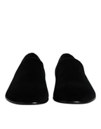 Dolce & Gabbana Black Velvet Slip On Loafers Formal Shoes