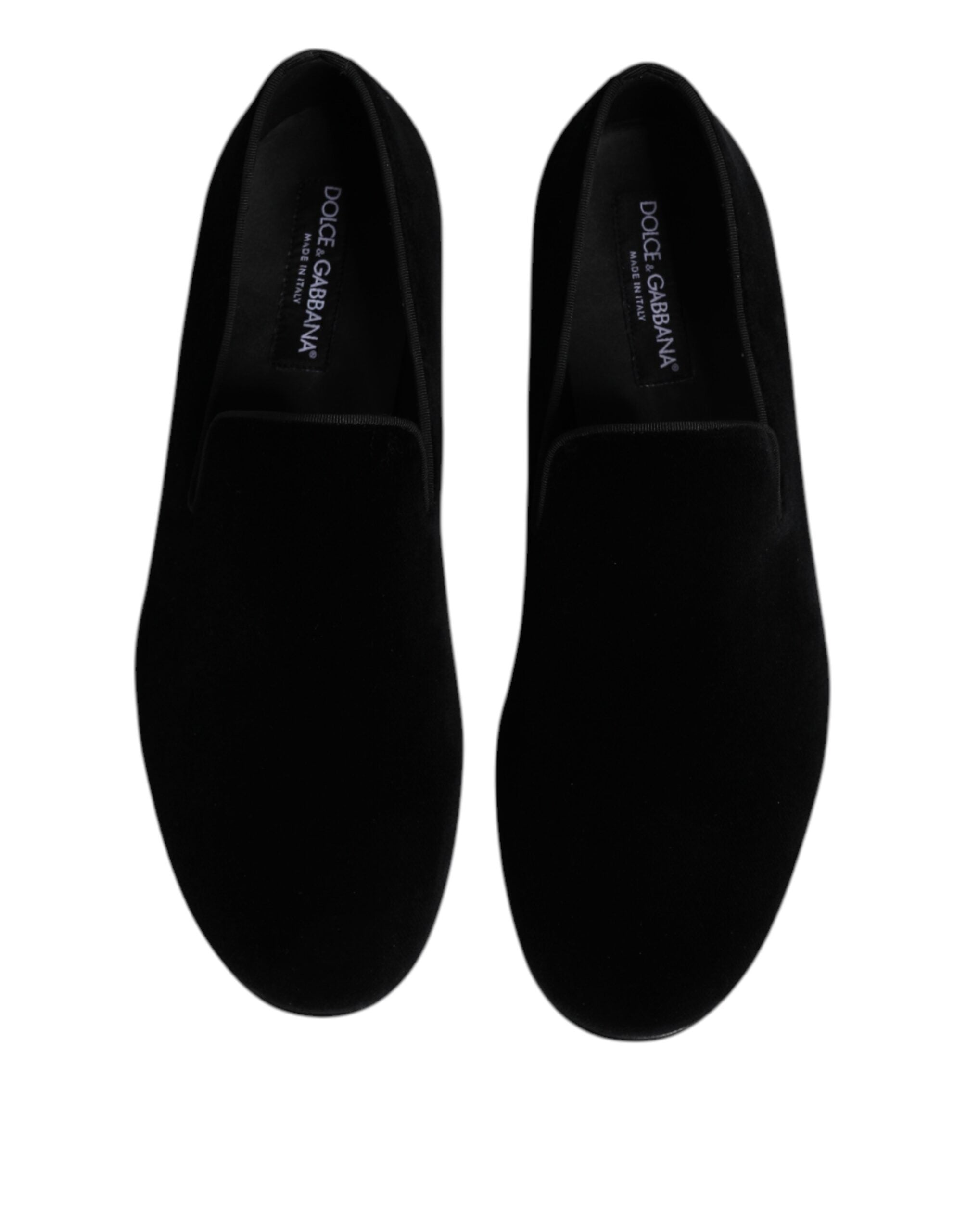 Dolce & Gabbana Black Velvet Slip On Loafers Formal Shoes