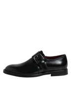 Dolce & Gabbana Black Leather Monk Strap Derby Formal Shoes