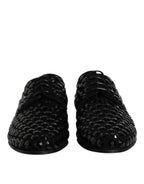 Dolce & Gabbana Black Suede Strass Derby Formal Shoes