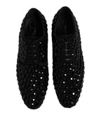 Dolce & Gabbana Black Suede Strass Derby Formal Shoes