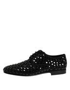 Dolce & Gabbana Black Suede Strass Derby Formal Shoes