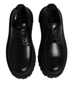 Dolce & Gabbana Black Leather Lace Up Derby Men Dress Shoes