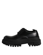 Dolce & Gabbana Black Leather Lace Up Derby Men Dress Shoes