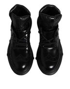 Dolce & Gabbana Black Leather Casual Mens Ankle Boots Shoes