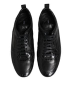 Dolce & Gabbana Black Exotic Leather Low Top Sneakers Shoes
