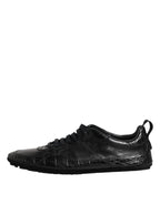 Dolce & Gabbana Black Exotic Leather Low Top Sneakers Shoes