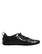 Dolce & Gabbana Black Exotic Leather Low Top Sneakers Shoes
