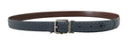 Dolce & Gabbana Blue Perforated Leather Gray Buckle Belt