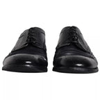 Dolce & Gabbana Dark Blue Leather Derby Wingtip Formal Shoes
