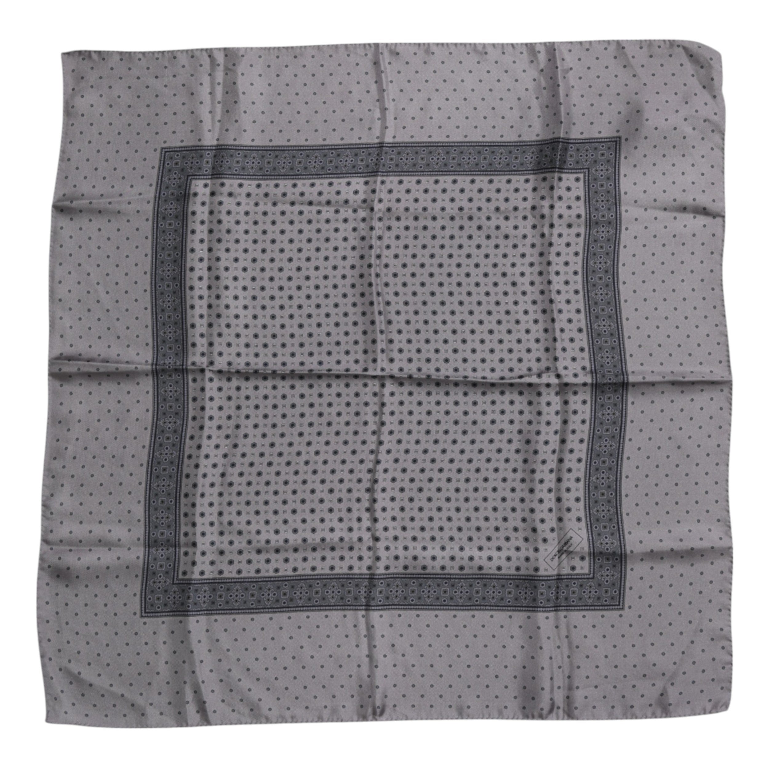 Dolce & Gabbana Gray Polka Dot Silk Square Men Foulard Scarf