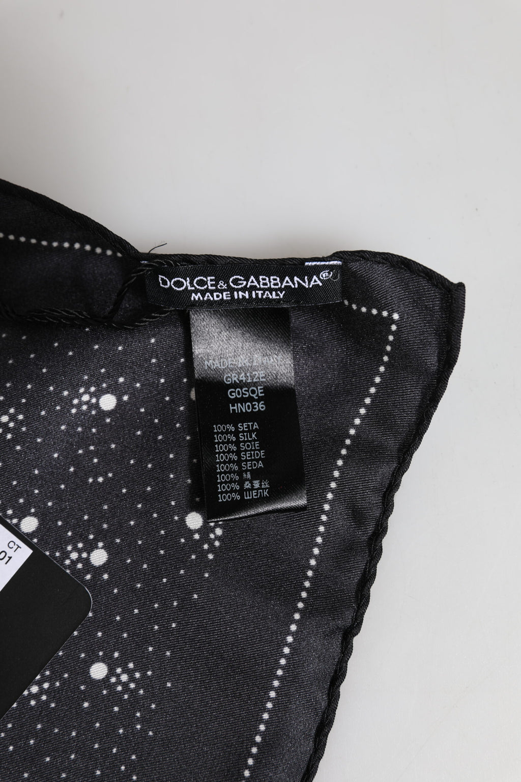 Dolce & Gabbana Black White Printed Square Men Foulard Scarf