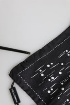 Dolce & Gabbana Black White Printed Square Men Foulard Scarf
