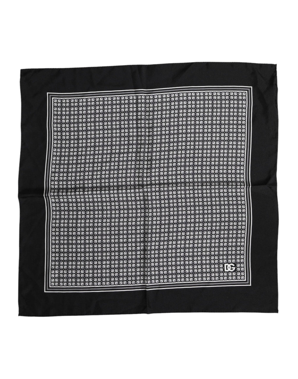 Dolce & Gabbana Black White Patterned Square Foulard Scarf