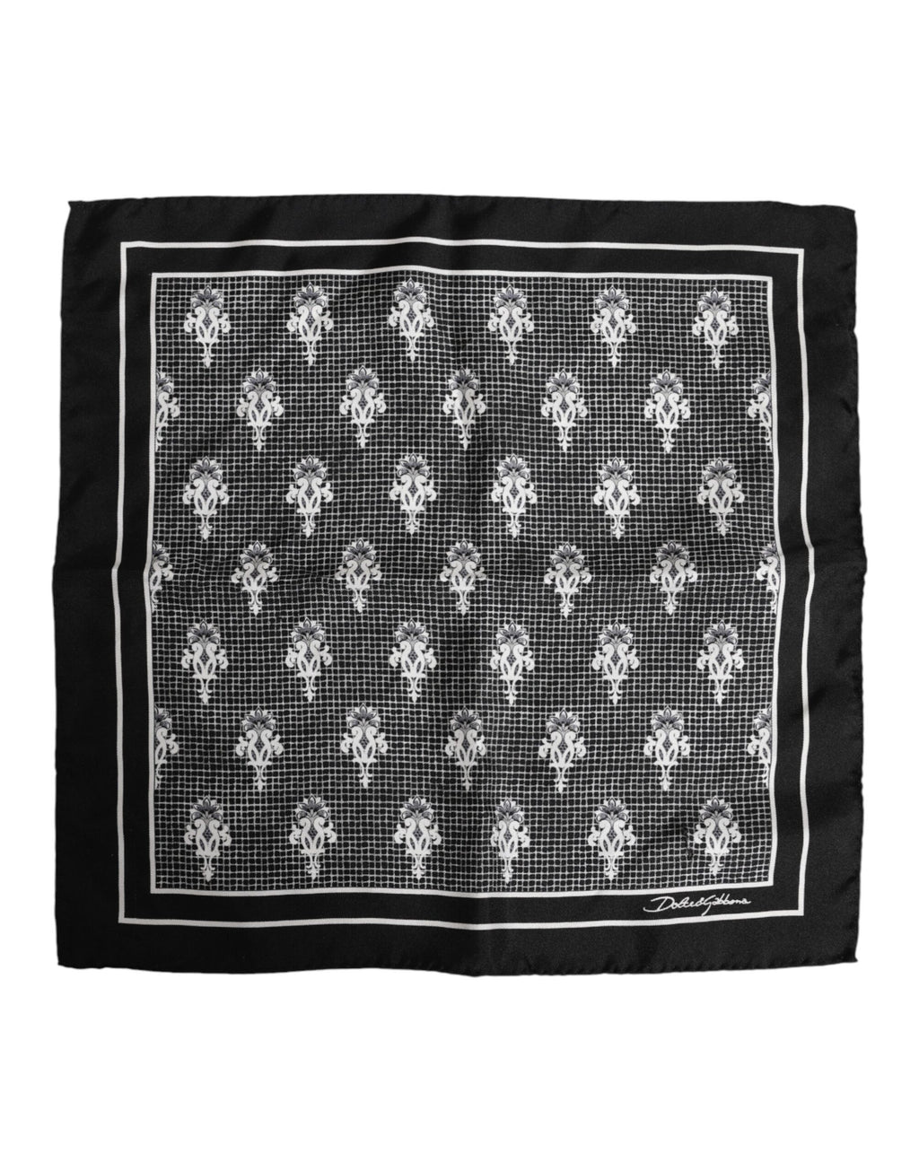 Dolce & Gabbana Black White Printed Square Foulard Scarf