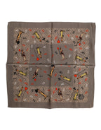 Dolce & Gabbana Brown Silk Printed Square Men Foulard Scarf