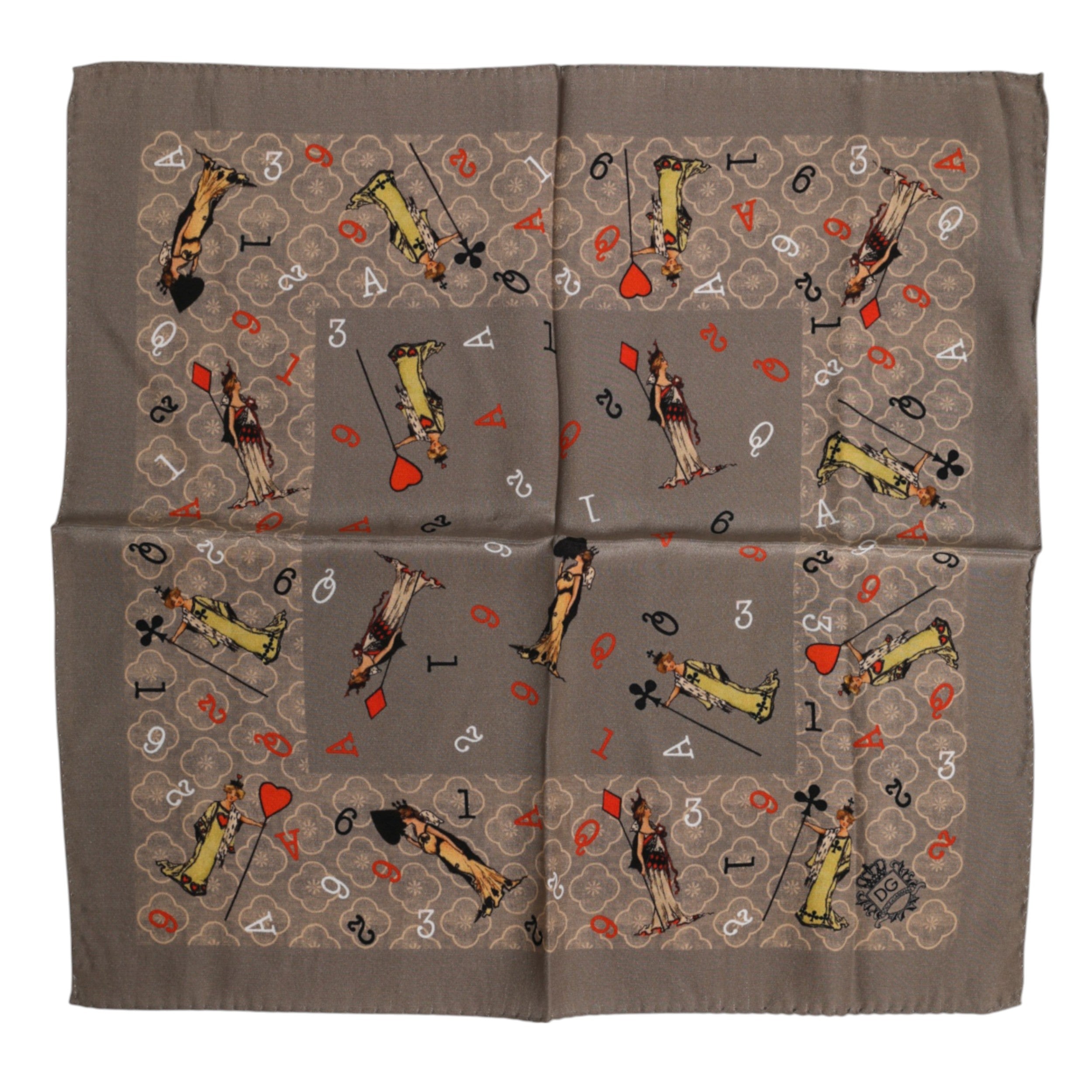 Dolce & Gabbana Brown Silk Printed Square Men Foulard Scarf