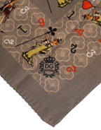 Dolce & Gabbana Brown Silk Printed Square Men Foulard Scarf